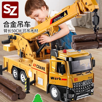 Large crane toy construction vehicle model ornament boy crane children's simulation alloy with sound and light gift wholesale