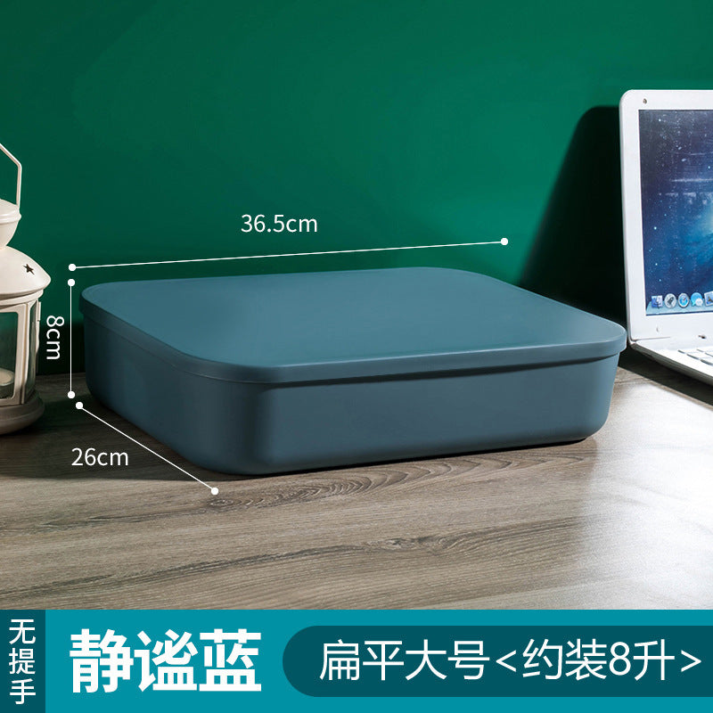 Household contrasting color storage box, wardrobe clothes sorting box with lid, large storage basket, sundries storage box, plastic.