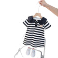 Baby girl dress  summer new arrival loose princess style thin fashion striped korean cartoon polo dress