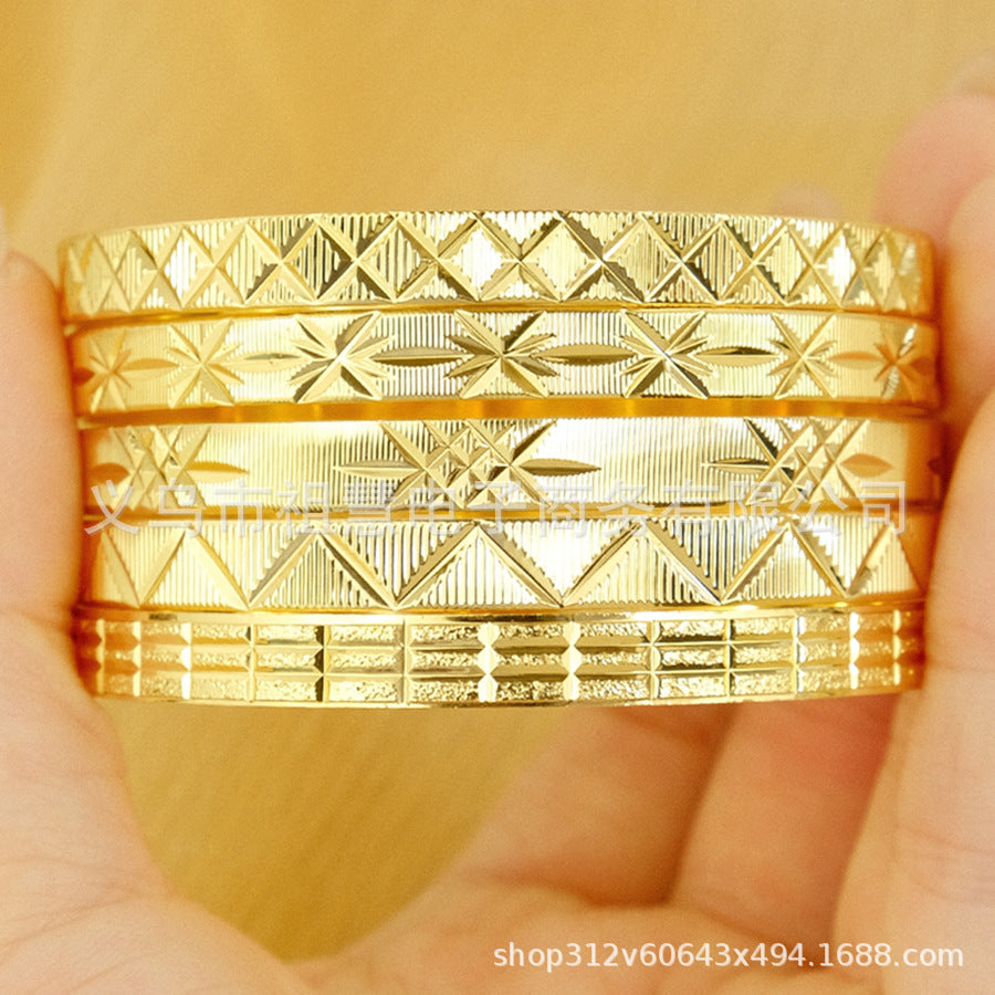 gold-plated women's copper bangle bracelet - dubai bridal wedding ethiopian african bangle jewelry