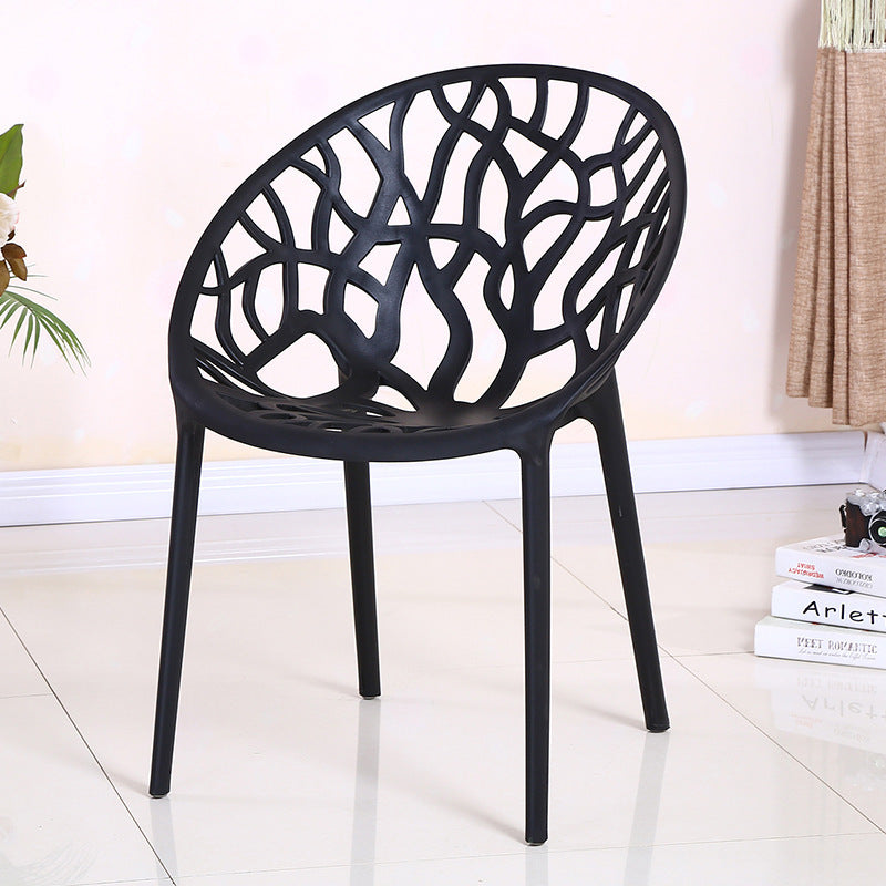 Scandinavian backrest dining chair, stackable, with armrests, thickened plastic chair, popular balcony, etc., cut out outdoor casual chair
