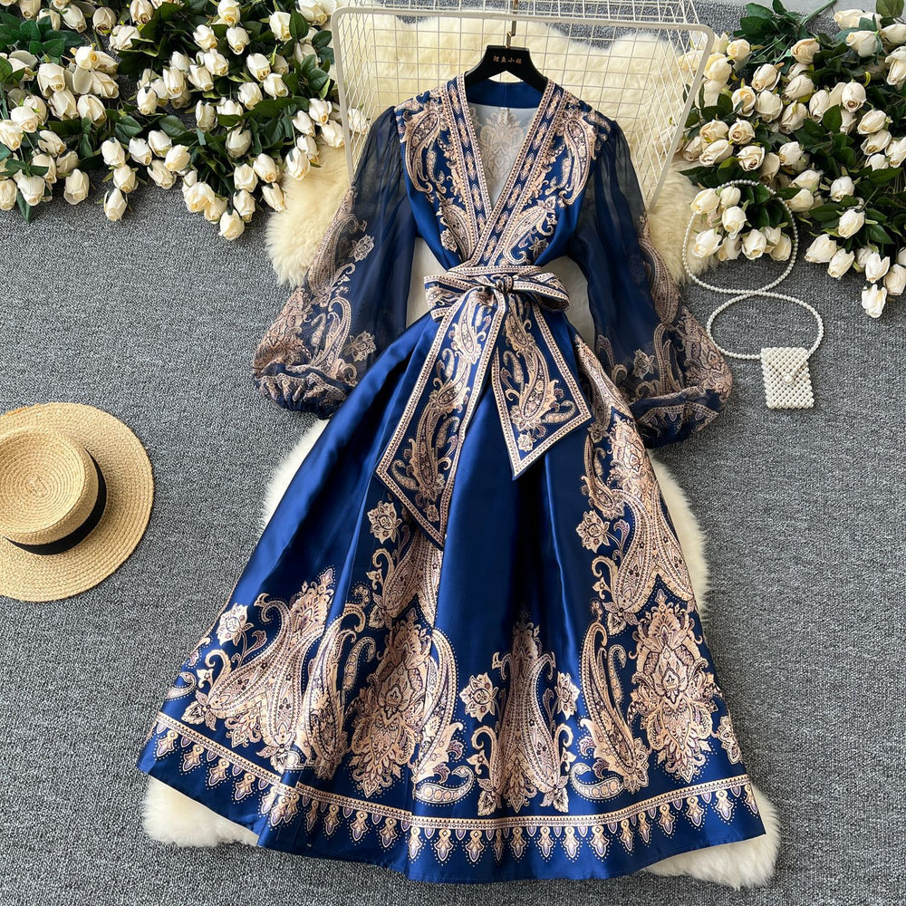 High-end evening gown for socialites: a chic, one-piece dress with cinched waist and tie detail – perfect for parties and everyday wear