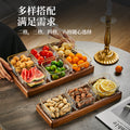Walnut wood fruit bowl snack storage box - premium glass dried fruit dish - coffee table dessert & candy organizer
