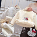 New autumn/winter girls' three-layer thickened sweatshirt - trendy base layer long sleeve top - kids' casual clothing