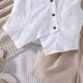 girls' outfit:  spring/summer new arrival - elegant v-neck crochet vest and casual shorts two-piece set