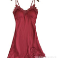 Women's sexy silk satin nightgown v-neck lace lingerie dress sleepwear s-xl