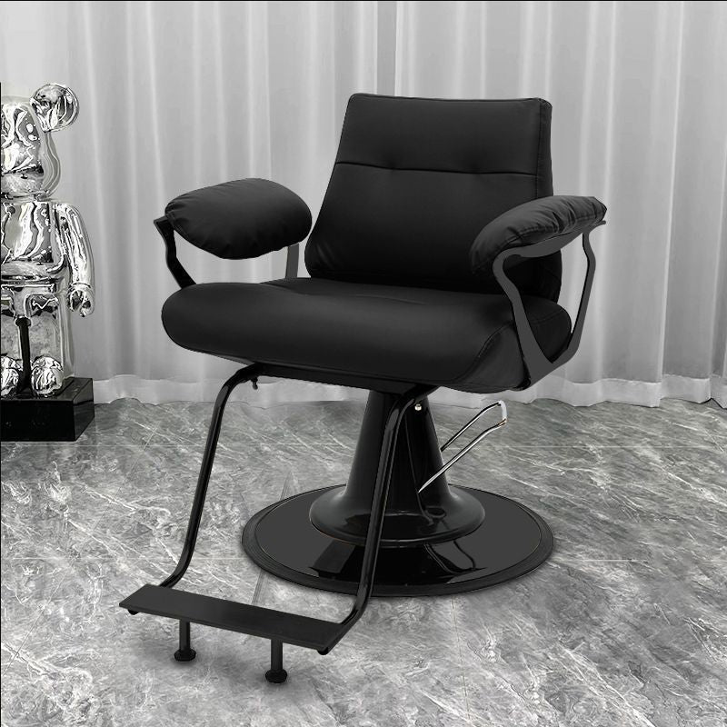 Influencer-approved barber chair - stainless steel, high-end salon chair for perming, dyeing, and cutting. features adjustable height, swivel function, and thickened padding. perfect for professional hair salons