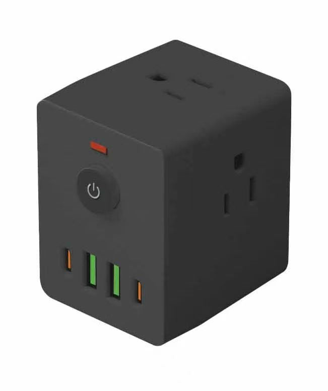 Us standard 3-prong power strip with multi-outlet usb cube, 2pd, us plug for mexico, usa, and canada
