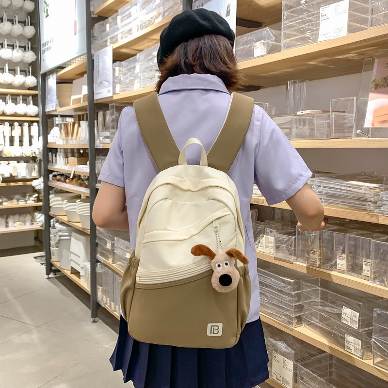 Simple Korean version schoolbag for women 2024 spring and summer new large-capacity junior high school students backpack fashionable contrasting color backpack for women