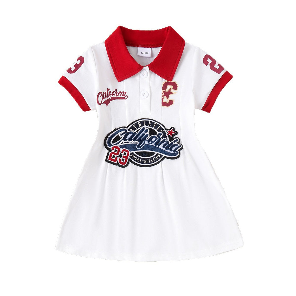 Kids clothing cross-border exportfall and winternew arrival kids red collar whitedress baby children's clothing