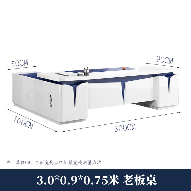Piano lacquer office desk - designer creative high-end executive desk - stylish white manager supervisor executive desk