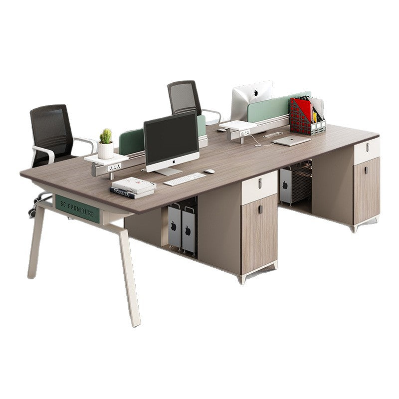 Executive office desk and chair set - modern minimalist furniture - four-seat workstation - office desk