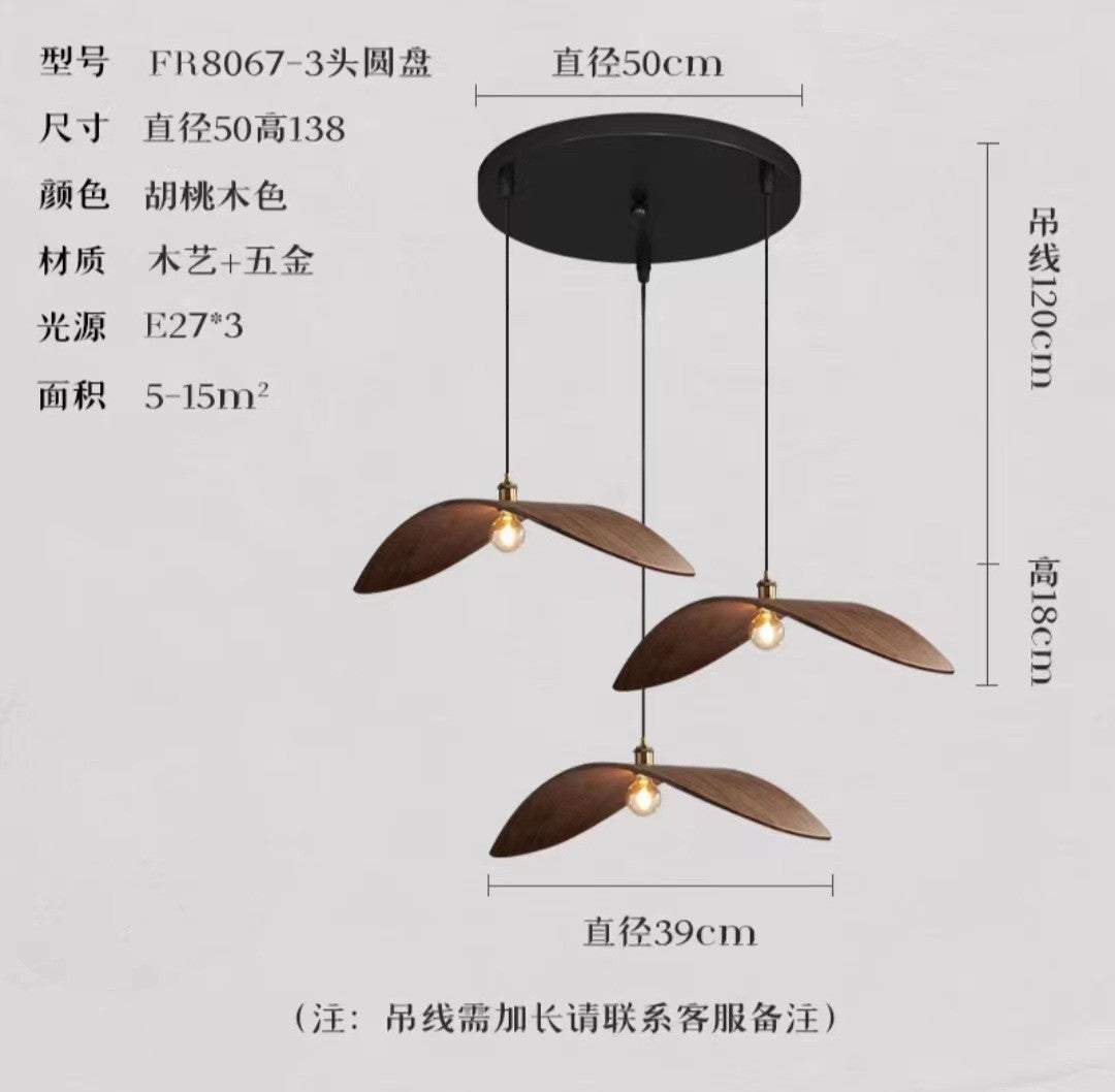 Vintage wabi silent wind zen creative bird restaurant chandelier Japanese tea room bar light hotel homestay walnut light