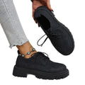 Plus size chunky sole loafers for women - new spring/autumn collection, chunky heel, lace-up, fashionable, versatile, comfortable, british style leather shoes