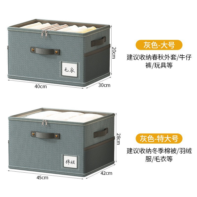 Oxford cloth zipper transparent visual cover storage basket side net household large-capacity zipper box clothing wardrobe finishing box