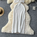 European and american hot girl style halter neck cami dress - women's summer v-neck cutout slit backless design - pure & sultry maxi dress