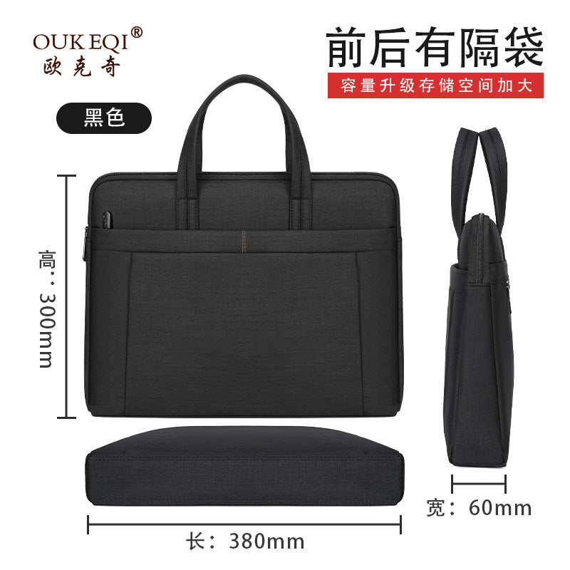 Large capacity tote document bag waterproof oxford cloth file folder printed office zipper conference bag laptop bag wholesale