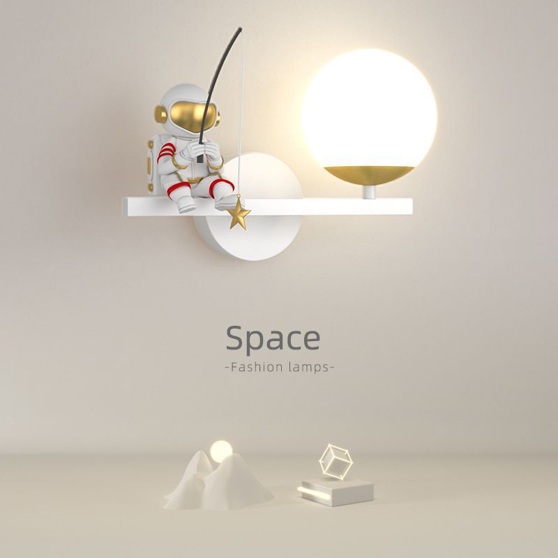 Wall lamp bedroom bedside wall lamp creative casual modern kids room moon astronaut living room popular wall lamp
