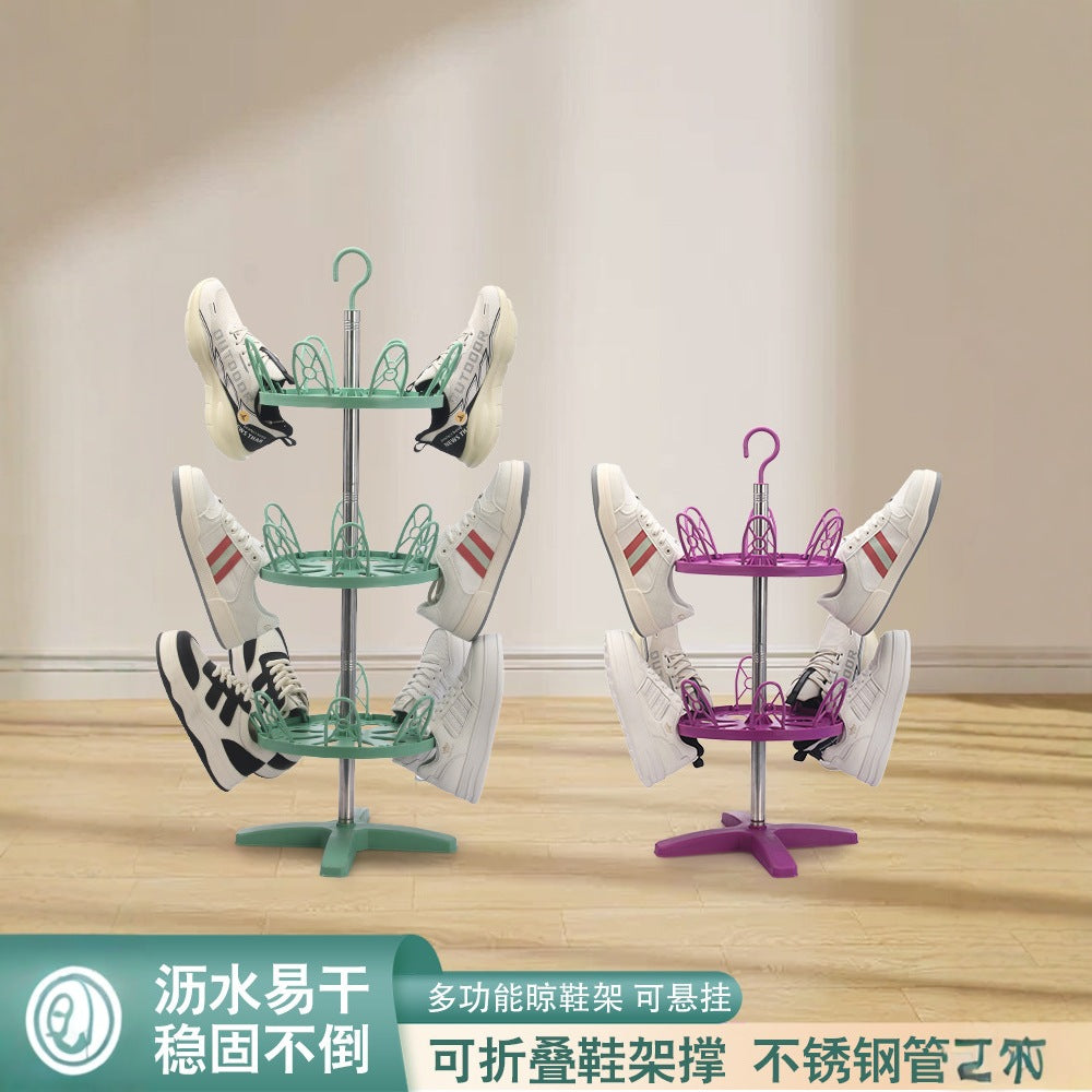 Shoe rack outdoor balcony multi-layer household simple slippers hanger rotating shoe rack floor drying shoe plastic drying rack