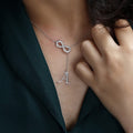 New arrival: lucky eight-character tassel necklace for women - copper 26-letter pendant with diamond accents, choker necklace