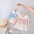 Girls' spring dress: new stylish cardigan dress, first birthday baby gown, children's princess dress set for spring and autumn
