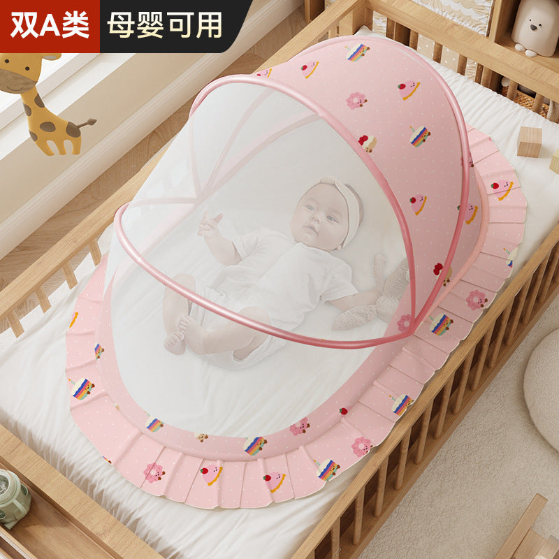 Foldable baby mosquito net canopy - portable baby yurt mosquito net for kids' beds - blackout, anti-mosquito, no installation required, full coverage