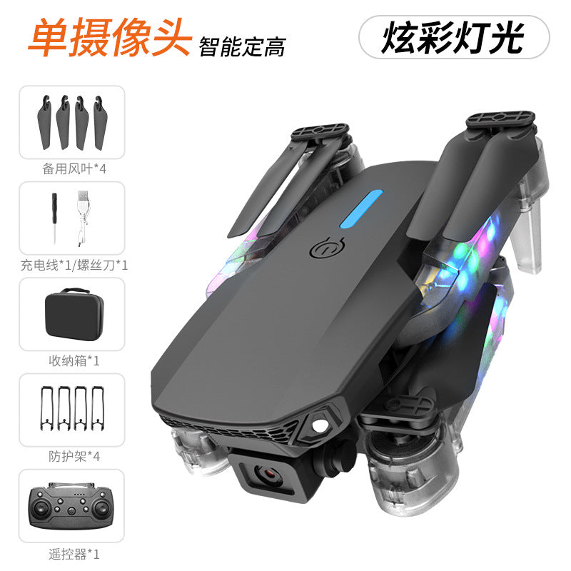 E99e88d drone aerial photography foldable quadcopter with lights, remote control aircraft, barometric altitude hold, kids' drone