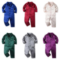 kids pajamas boys and girls long sleevesnew arrival imitation tencel shirt pants spring autumkids home wear suit
