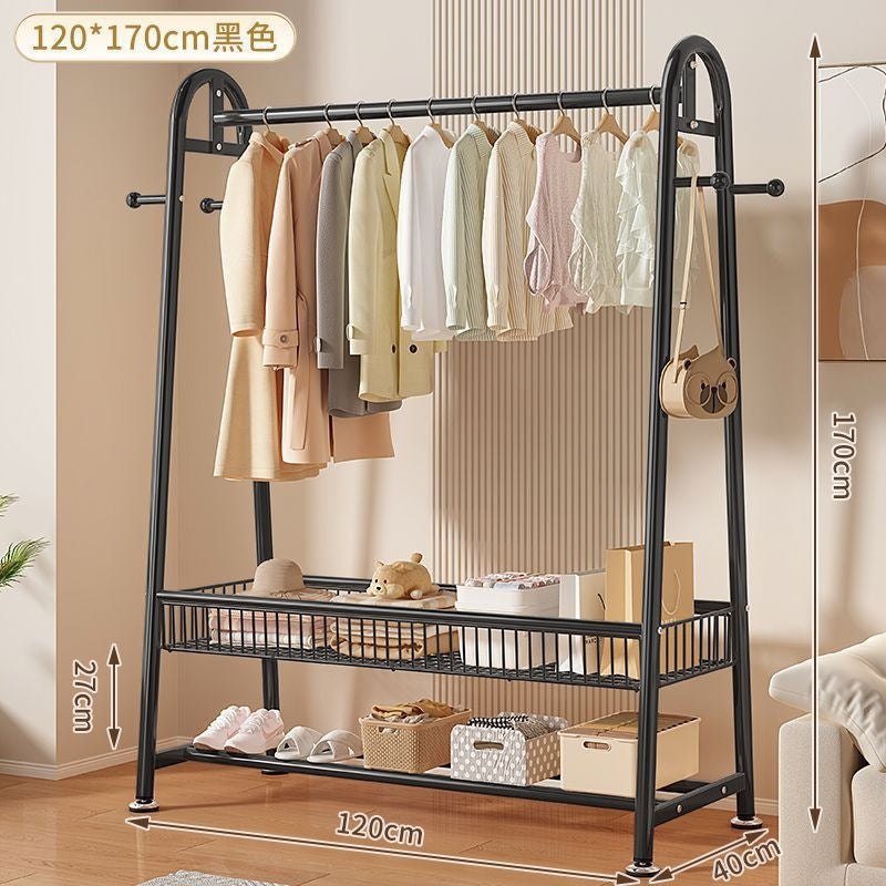New arrival big mac extra thick floor-standing bedroom clothes hanger for home indoor clothes drying storage coat rack combination