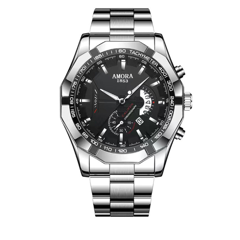 2025 new arrival: men's quartz watch - single calendar, luminous, stainless steel band, waterproof, wholesale - perfect for cross-border e-commerce and gifting
