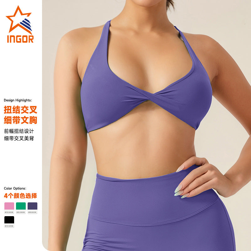 New arrival sling with chest pad, beautiful back sports vest, thin shoulder straps, cross sports fitness wear, running yoga bra