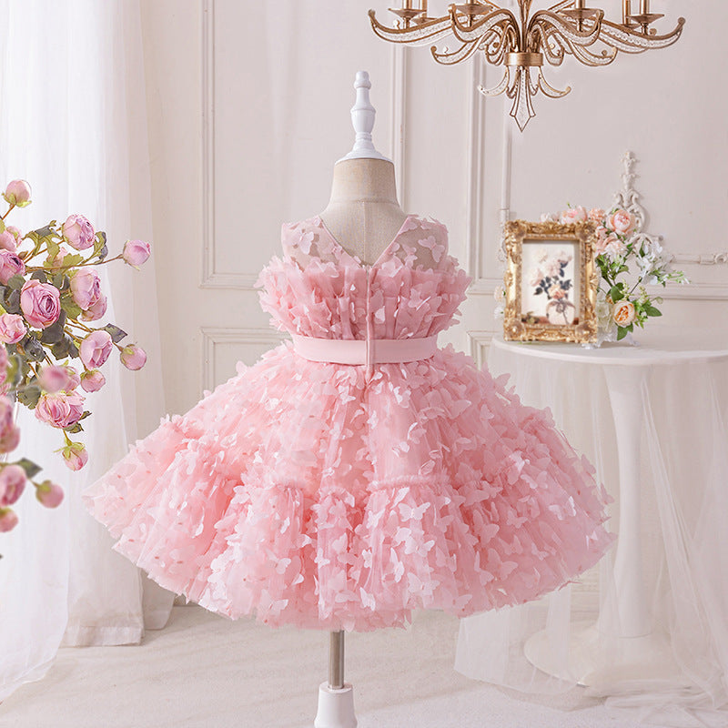 Girls' princess dress mesh children's formal dress for little and middle-aged children, host, performance, birthday party, piano recital costume, kids' skirt
