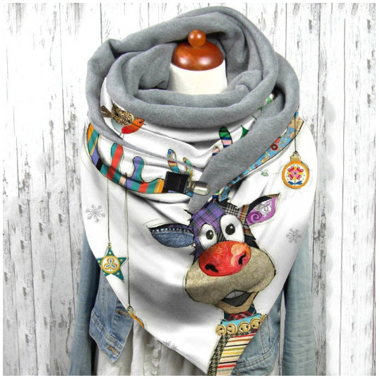 Export fashion buckle imitation cashmere printing scarf long scarf triangle scarf