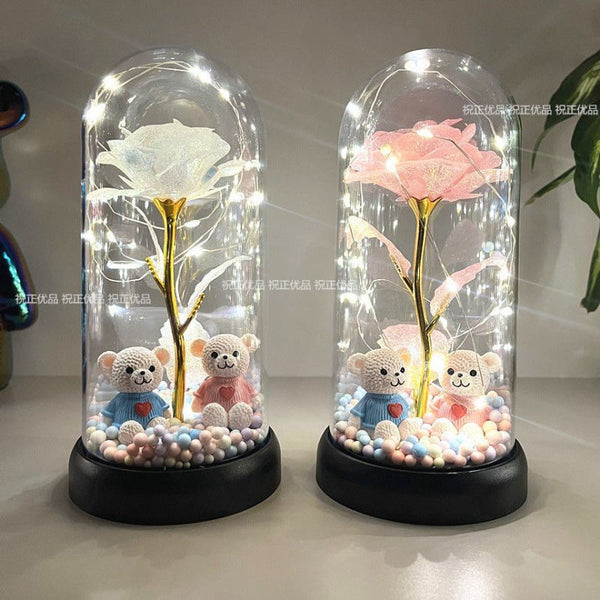 Valentine's Day immortal flower plastic cover luminous rose 61 children and girls birthday gift girls ambient light