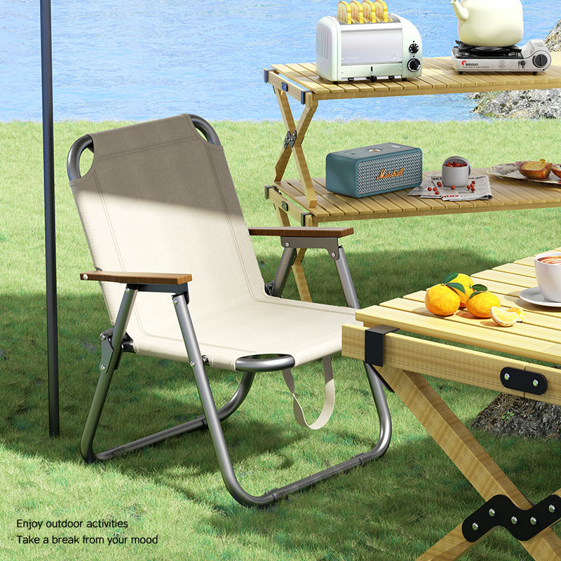 Outdoor foldable table and chair set, collapsible camping chair, portable picnic chair, ultralight meter fishing beach chair