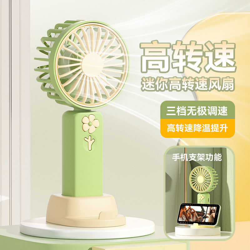 running volume mini handheld fan small portable desktop silent student usb charging stand small fan
