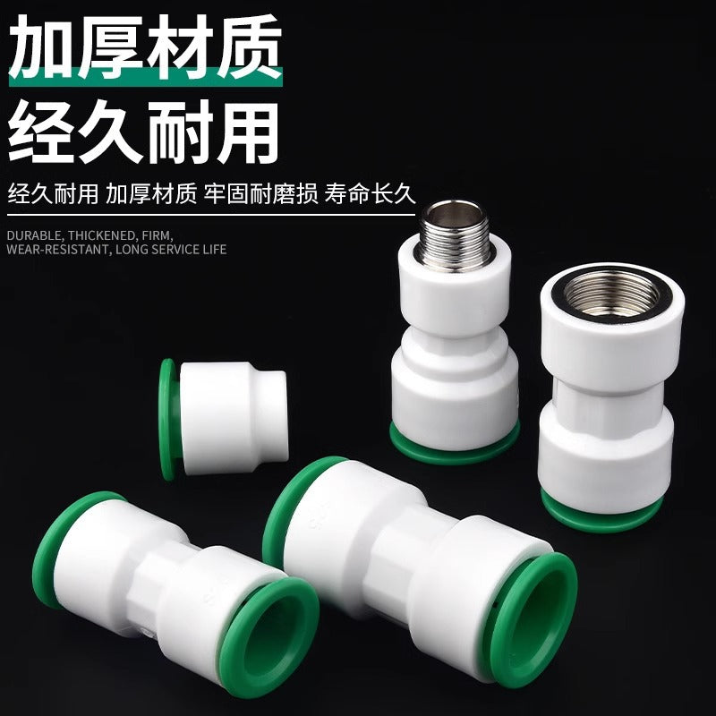 Ppr water pipe quick connector, 1/2" and 3/4" no-heat, no-weld push-to-connect fittings, 20/25 pe hot and cold water pipe accessories