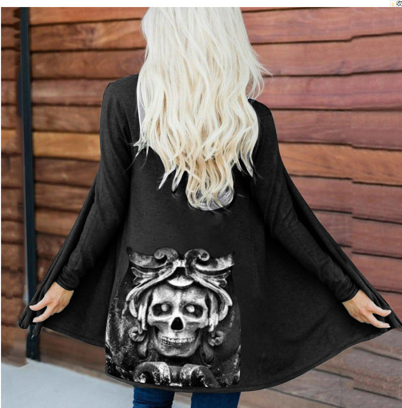 2025wish halloween skull print cardigan long sleeves outweartopsin stockfashion style loose type