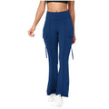 european and american cross-border  women's fashion trend solid color high-waisted belt pocket yoga pants
