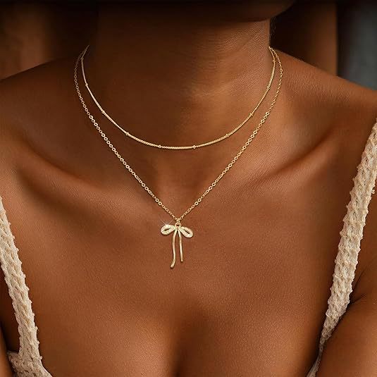 Amazon's new bows necklace fashion copper plated real gold sense of design women's fashion cross-border jewelry necklace casual