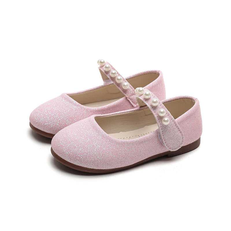 spring/autumn korean style new girls' leather shoes, export order, princess flats, children's velcro performance dance shoes