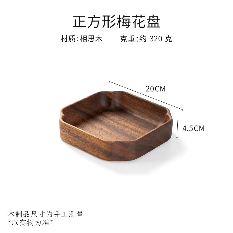 Walnut wood fruit platter solid wood round salad bowl dish dinner plate household kids fruit plate wholesale wooden tray