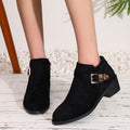 Autum belt buckle short boots for women  new large size retro side zipper export suede slimming lookbootswholesale