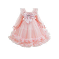 Lolita style girls' princess dress - new long sleeve satin bowknot mesh children's dress for little girls and babies