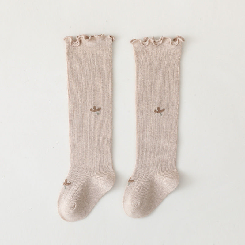 Babylon baby socks women's long tube baby kidskidskids high tube socks floral loose mouth newborn non-leg girl socks