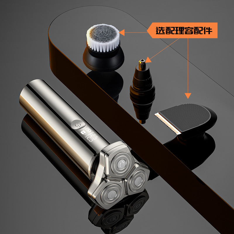 Electric shaver - anti-pinch, washable, digital display, multi-function, magnetic floating triple blade razor with digital display