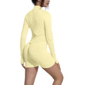 New zip-up jacket & quick-dry butt-lifting compression shorts activewear set - seamless knit running, fitness & yoga outfit for women