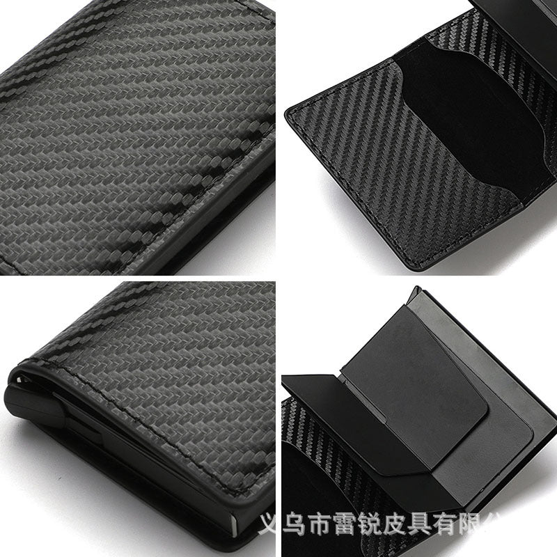 Men's anti-theft brush RFID small card bag, carbon brazing change bag, multi-card elastic card aluminum box, anti-magnetic large-capacity card sleeve