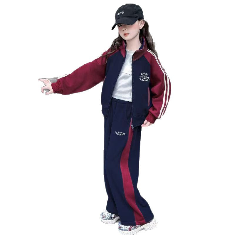 Girls' spring/autumn fashion set - stylish  new kids' activewear - casual class uniforms for older girls - trendy and cool