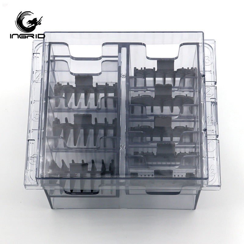 Haircut limit comb storage box 8-grid caliper storage box complete set, electric push-cut storage box, fader 8-grid storage rack